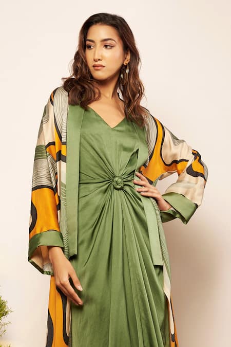 Babita Malkani_Ivory Geometric Print Cape _Online_at_Aza_Fashions