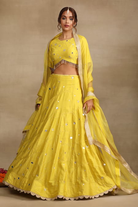 Trendy tokari Zari Mirror Bud Bloom Embroidered Lehenga Set 