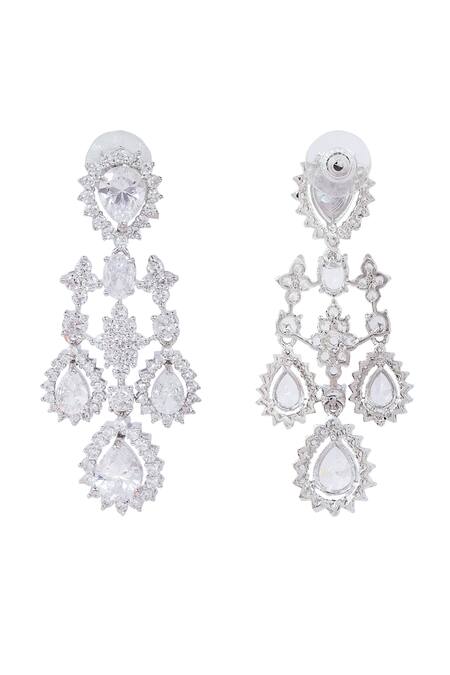 Auraa Trends_White Imitation Diamonds American Zircon Necklace Set_at_Aza_Fashions