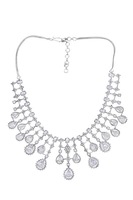 Buy_Auraa Trends_White Imitation Diamonds American Zircon Necklace Set