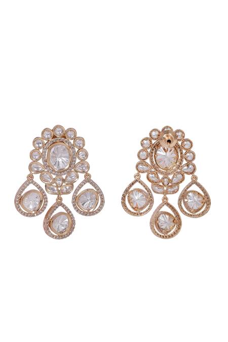 Auraa Trends_Gold Plated Stones Kundan Embellished Necklace Set _at_Aza_Fashions