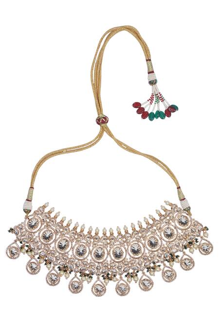 Shop_Auraa Trends_Gold Plated Stones Kundan Embellished Necklace Set 