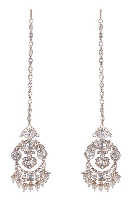 Buy_Auraa Trends_Gold Plated Stones Embellished Chand Earrings _Online_at_Aza_Fashions