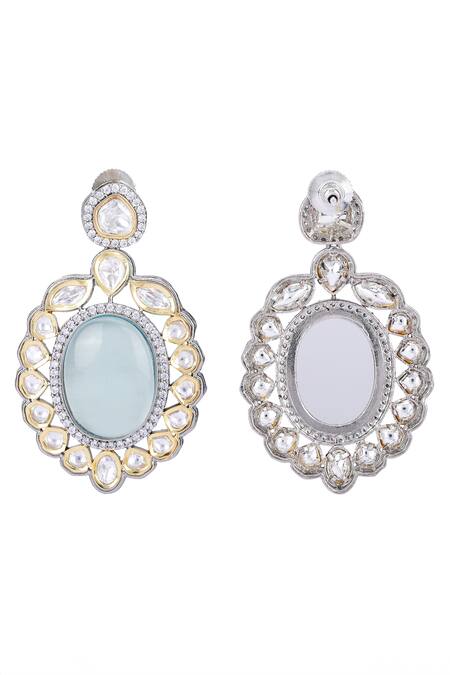 Auraa Trends_Blue Stones, Faux Diamonds Rhodium Plated Embellished Necklace Set _at_Aza_Fashions