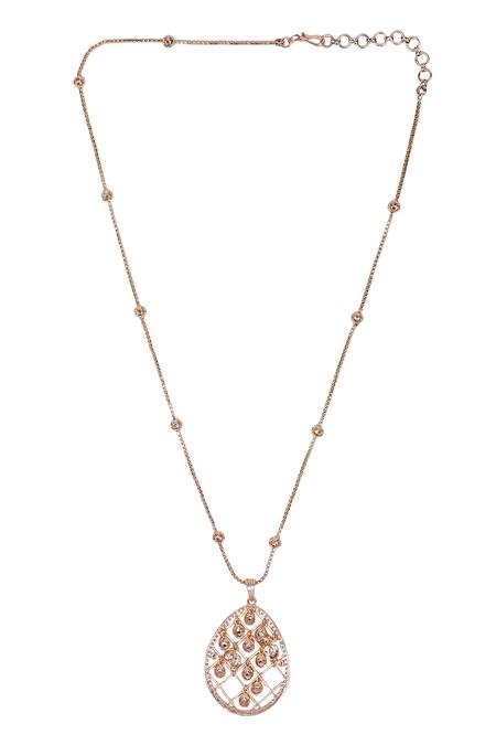 Buy_Auraa Trends_Gold Plated Diamonds, Stones Jaali Drop Pendant Necklace Set 