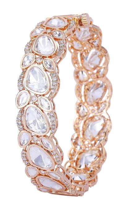 Buy_Auraa Trends_Gold Plated Imitation Diamonds Kundan Polki Bangle - Single Pc _Online_at_Aza_Fashions