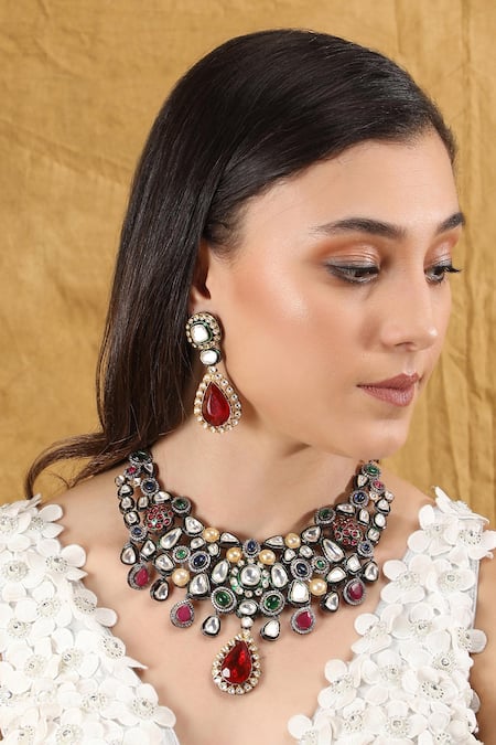 Auraa Trends American Diamond Embellished Necklace Set 