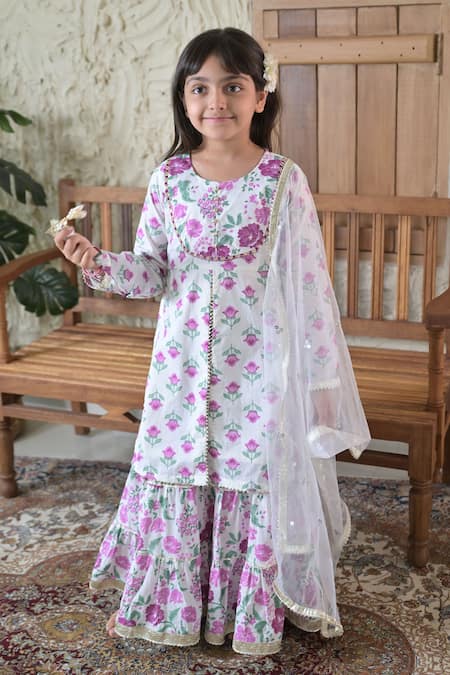 The Plum Bum Gota Lace Detailed Kurta Sharara Set 