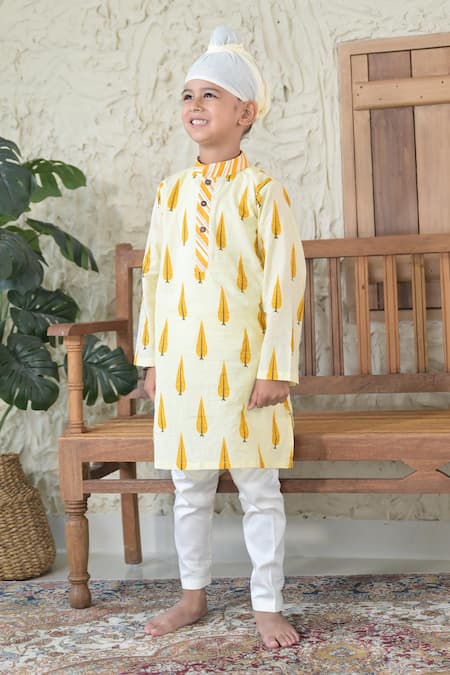 The Plum Bum Leaf Hand Block Print Kurta With Pant 