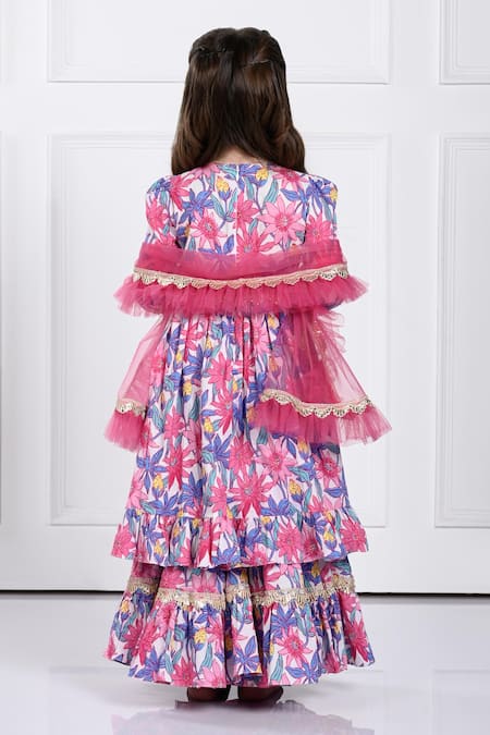 The Pony & Peony Co. Aairah Floral Print Kurta Sharara Set 