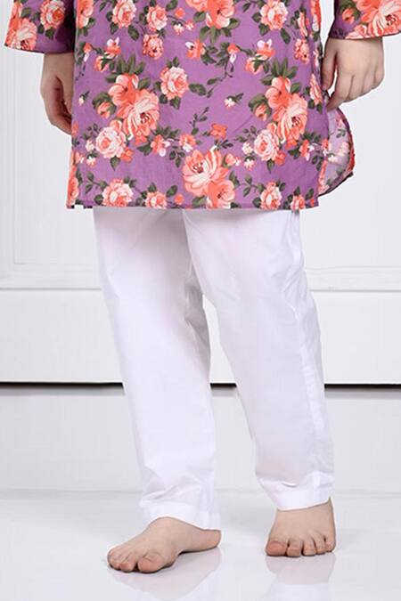 The Pony & Peony Co._Purple Cotton Sam Floral Print Kurta And Pant Set _at_Aza_Fashions