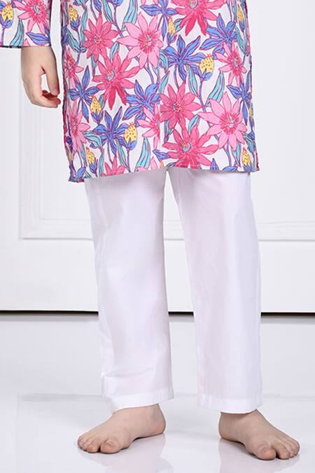 The Pony & Peony Co._Multi Color Cotton Noah Floral Print Kurta And Pant Set _Online_at_Aza_Fashions