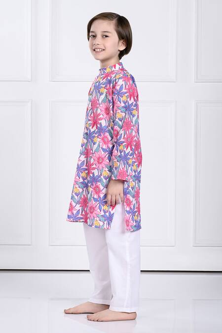 Buy_The Pony & Peony Co._Multi Color Cotton Noah Floral Print Kurta And Pant Set _Online_at_Aza_Fashions