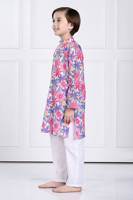 Shop_The Pony & Peony Co._Multi Color Cotton Noah Floral Print Kurta And Pant Set _Online_at_Aza_Fashions