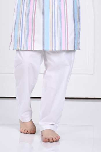 The Pony & Peony Co._Blue Cotton Ekam Striped Print Kurta And Pant Set _Online_at_Aza_Fashions
