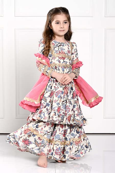 The Pony & Peony Co. Alaia Floral Anarkali Kurta Sharara Set 