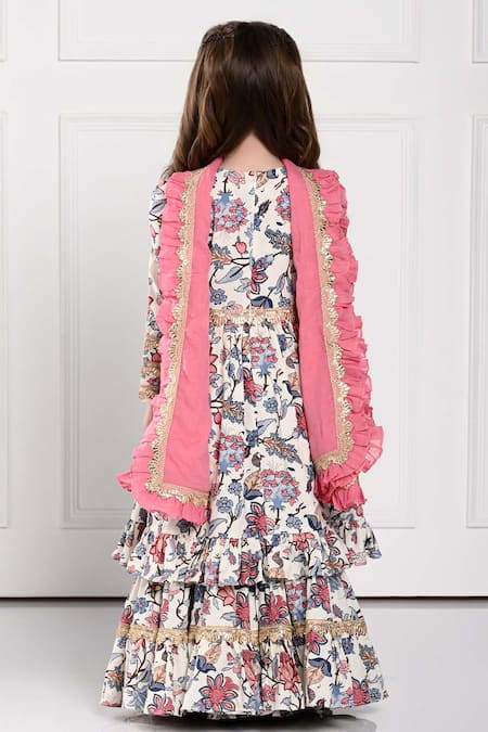 The Pony & Peony Co. Alaia Floral Anarkali Kurta Sharara Set 
