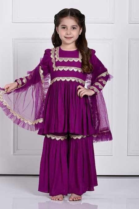 The Pony & Peony Co. Amairah Gota Embellished Anarkali Sharara Set 