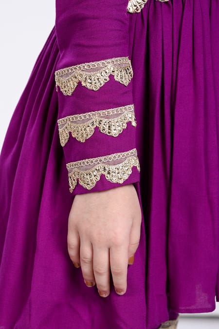 The Pony & Peony Co. Purple Rayon Gota Patti Amairah Embellished Anarkali Sharara Set at Aza Fashions The Pony & Peony Co._Purple Rayon Gota Patti Amairah Embellished Anarkali Sharara Set_at_Aza_Fashions