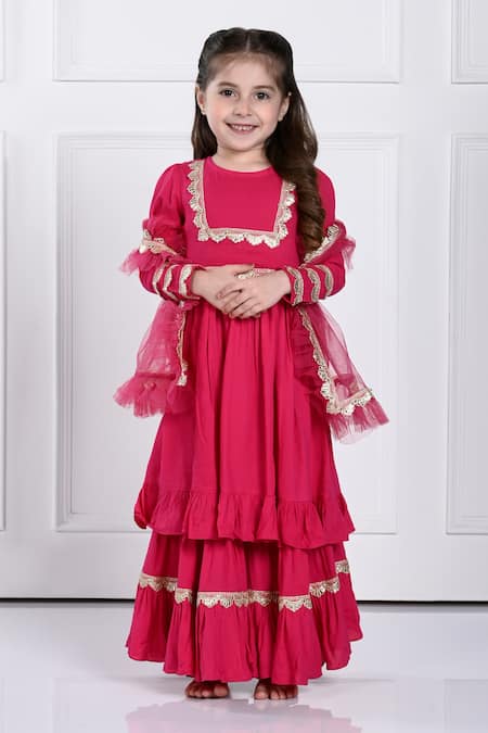 The Pony & Peony Co. Anahira Gota Embellished Anarkali Sharara Set 