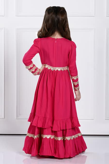 Shop The Pony & Peony Co. Pink Rayon, Chiffon Gota Patti Anahira Embellished Anarkali Sharara Set at Aza Fashions Shop_The Pony & Peony Co._Pink Rayon, Chiffon Gota Patti Anahira Embellished Anarkali Sharara Set _at_Aza_Fashions