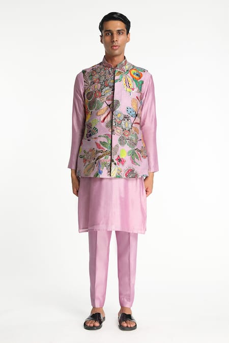 Aisha Rao Conflux Painted Bundi With Kurta Set 