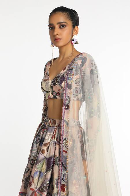 Buy Aisha Rao Purple Organza Sequins, Iriscent Abstract Floral Print Embellished Lehenga Set Online at Aza Fashions Buy_Aisha Rao_Purple Organza Sequins, Iriscent Abstract Floral Print Embellished Lehenga Set _Online_at_Aza_Fashions
