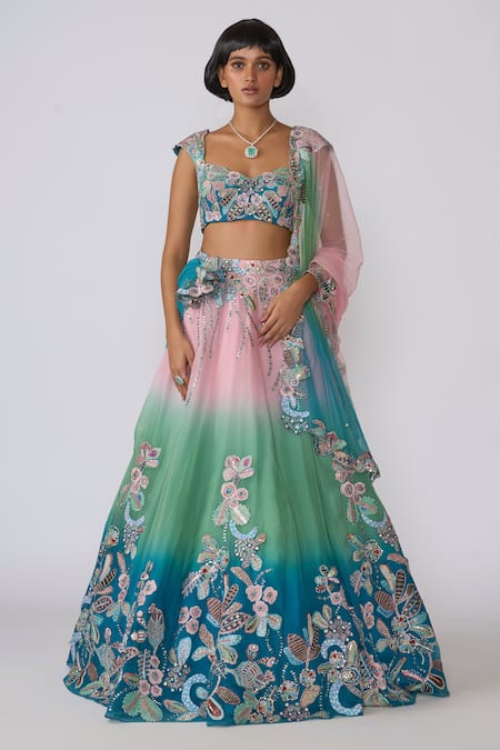 Aisha Rao Isodora Applique Ombre Lehenga Set 