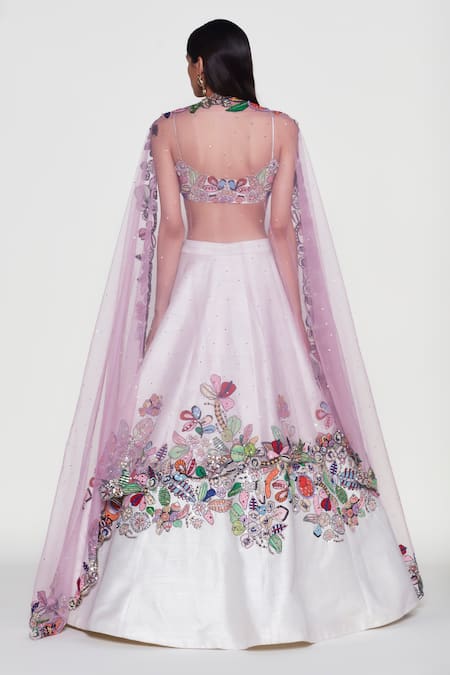 Shop Aisha Rao Ivory Silk, Net Sequins, Beads, Magnolia Floral Garden Embellished Lehenga Set at Aza Fashions Shop_Aisha Rao_Ivory Silk, Net Sequins, Beads, Magnolia Floral Garden Embellished Lehenga Set _at_Aza_Fashions