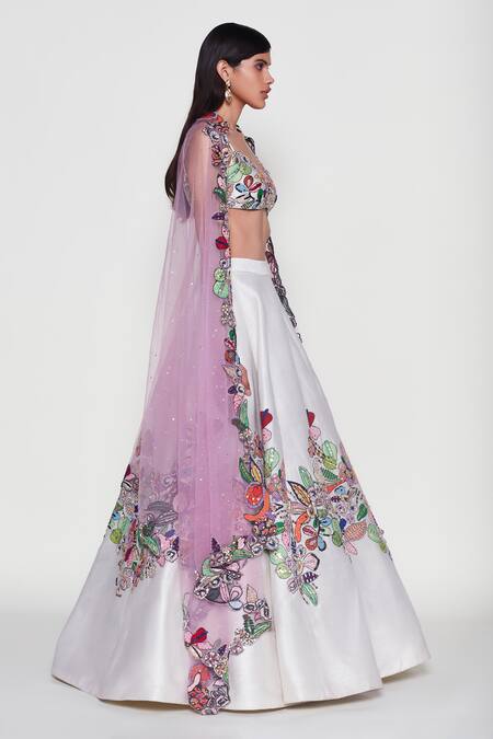 Buy Aisha Rao Ivory Silk, Net Sequins, Beads, Magnolia Floral Garden Embellished Lehenga Set Online at Aza Fashions Buy_Aisha Rao_Ivory Silk, Net Sequins, Beads, Magnolia Floral Garden Embellished Lehenga Set _Online_at_Aza_Fashions