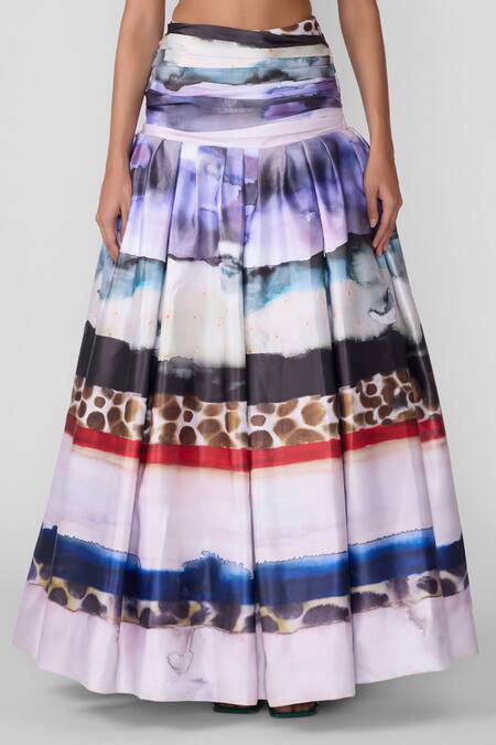 Buy Aisha Rao Multi Color Organza, Tulle Applique, Mystique Abstract Print Lehenga Blouse Set Online at Aza Fashions Buy_Aisha Rao_Multi Color Organza, Tulle Applique, Mystique Abstract Print Lehenga Blouse Set _Online_at_Aza_Fashions