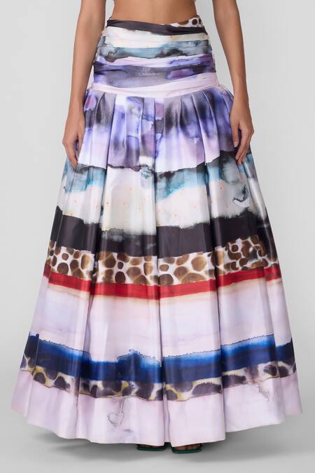 Buy_Aisha Rao_Multi Color Organza Applique, Mystique Abstract Print Lehenga With Blouse _Online_at_Aza_Fashions