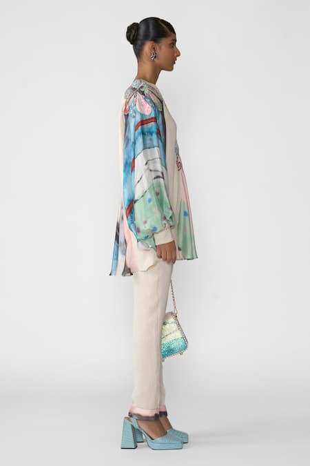 Aisha Rao Off White Satin, Chiffon Applique, Adelina Embellished Printed Top And Pant Set Online at Aza Fashions Aisha Rao_Off White Satin, Chiffon Applique, Adelina Embellished Printed Top And Pant Set _Online_at_Aza_Fashions