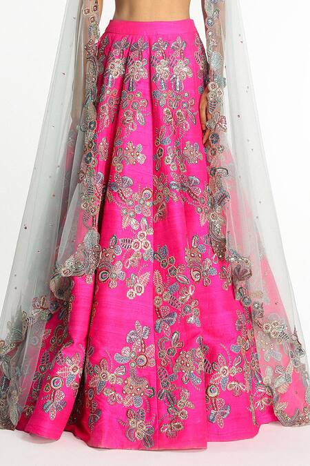 Buy Aisha Rao Pink Silk Sequins, Cut Work Sweetheart Blushique Floral Embroidered Lehenga Set Online at Aza Fashions Buy_Aisha Rao_Pink Silk Sequins, Cut Work Sweetheart Blushique Floral Embroidered Lehenga Set _Online_at_Aza_Fashions