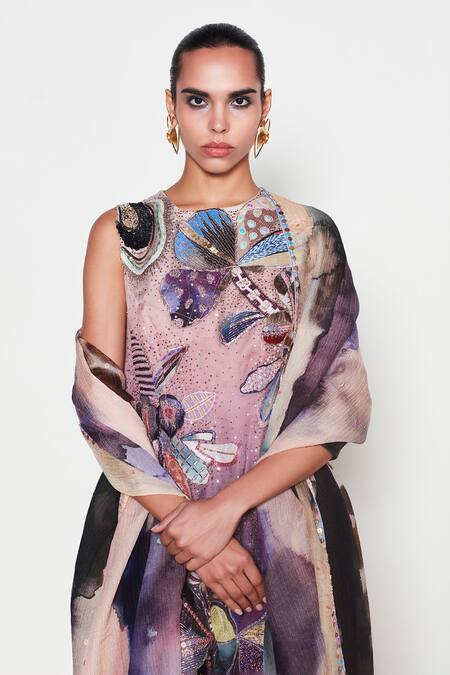 Buy Aisha Rao Purple Organza, , Polyester, Satin Cascada Printed Kurta Sharara Set Online at Aza Fashions Buy_Aisha Rao_Purple Organza, , Polyester, Satin Cascada Printed Kurta Sharara Set _Online_at_Aza_Fashions