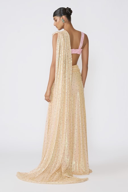 Aisha Rao Solara Embellished Pre-Draped Saree With Blouse 