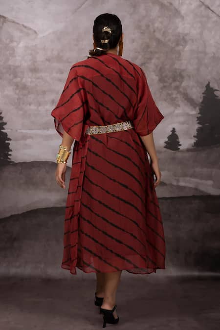 Bhusattva Leheriya Wave Tie Dye Pattern Kaftan Set 