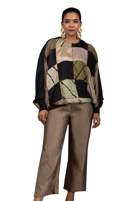 Buy_Bhusattva_Multi Color Silk Sequins Round Reversible Anti Fit Oversized Shirt And Set _Online_at_Aza_Fashions