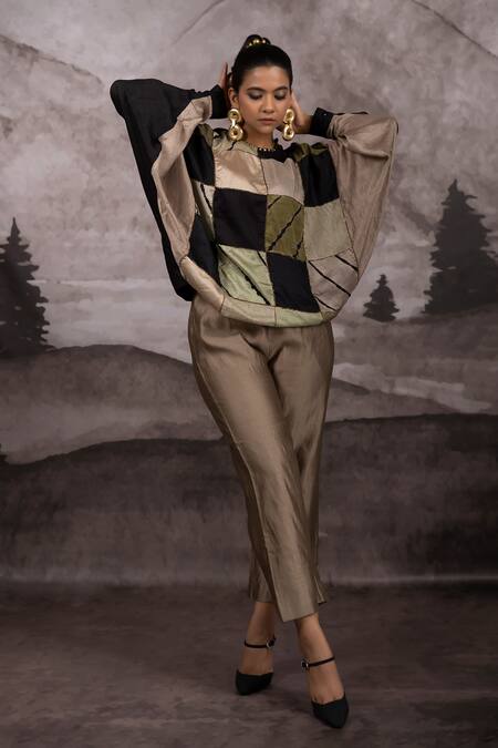 Shop_Bhusattva_Multi Color Silk Sequins Round Reversible Anti Fit Oversized Shirt And Set _Online_at_Aza_Fashions