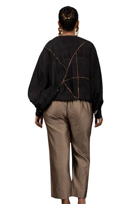 Bhusattva_Multi Color Silk Sequins Round Reversible Anti Fit Oversized Shirt And Set _at_Aza_Fashions