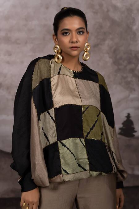 Buy_Bhusattva_Multi Color Silk Sequins Round Reversible Anti Fit Oversized Shirt And Set 