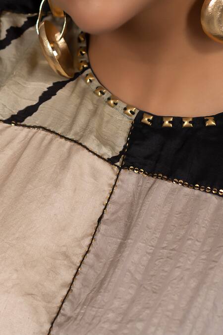 Shop_Bhusattva_Multi Color Silk Sequins Round Reversible Anti Fit Oversized Shirt And Set 