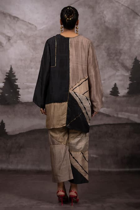 Bhusattva Leheriya Pattern Tunic & Patchwork Pant Set 