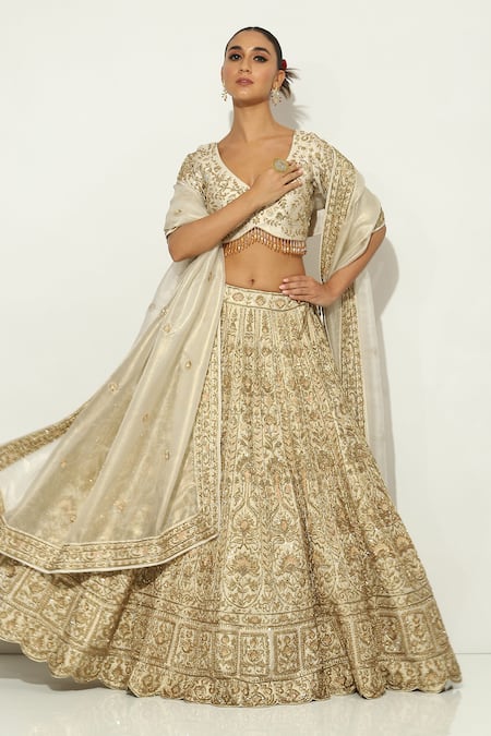 Vandana Sethi Gul Zardozi Embroidered Bridal Lehenga Set 