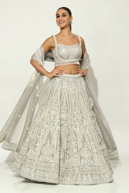 Vandana Sethi French Bloom Embroidered Bridal Lehenga Set 