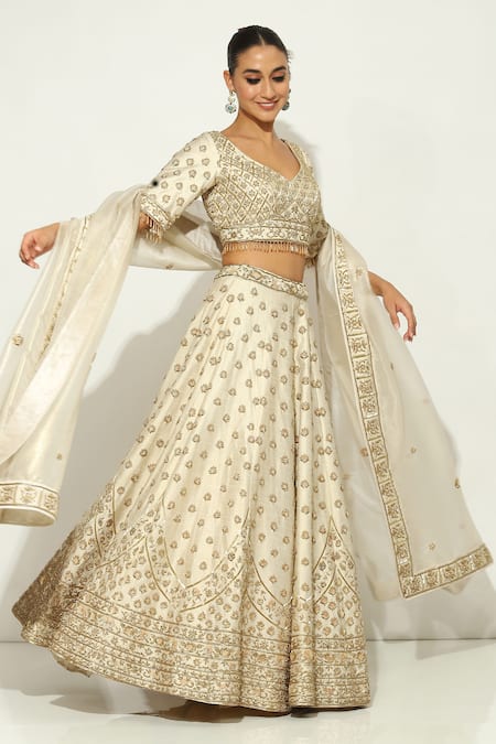 Vandana Sethi Padma Bagh Zardozi Embroidered Bridal Lehenga Set 