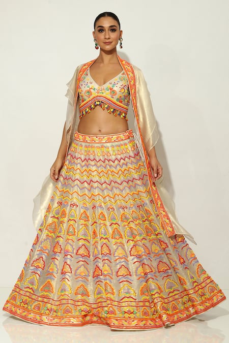 Vandana Sethi Floral Bead Embellished Lehenga Set 