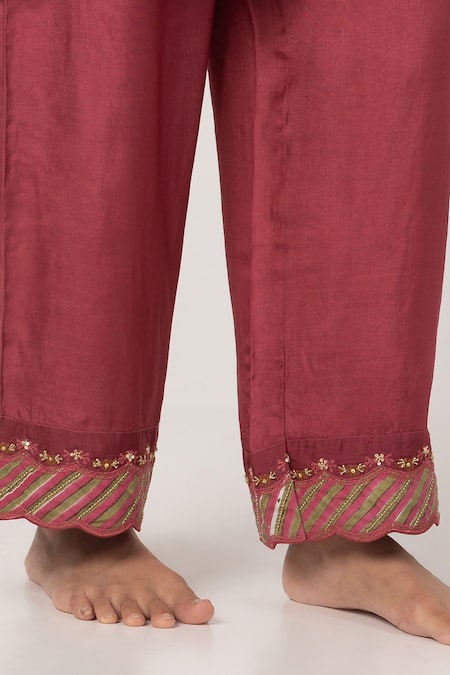 Buy Pants And Pajamas Maroon Cotton, Silk, Chanderi Sequins, Abstract Floral Kurta With Pant Online at Aza Fashions Buy_Pants And Pajamas_Maroon Cotton, Silk, Chanderi Sequins, Abstract Floral Kurta With Pant _Online_at_Aza_Fashions