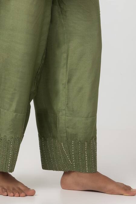 Buy Pants And Pajamas Green Cotton, Silk, Chanderi Sequins V-neck Geometric Patch Work Kurta With Pant Online at Aza Fashions Buy_Pants And Pajamas_Green Cotton, Silk, Chanderi Sequins V-neck Geometric Patch Work Kurta With Pant _Online_at_Aza_Fashions