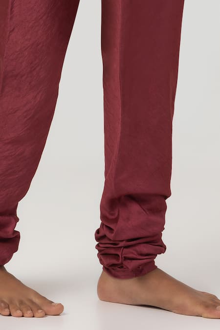 Pants And Pajamas_Maroon , Silk Beads, Embroidery Floral Anarkali With Pant _Online_at_Aza_Fashions